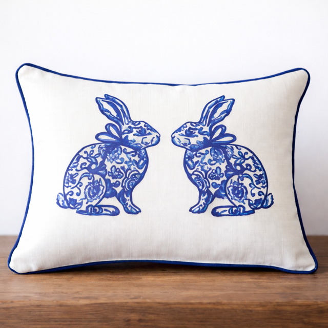 Chinoiserie Rabbit Pillow