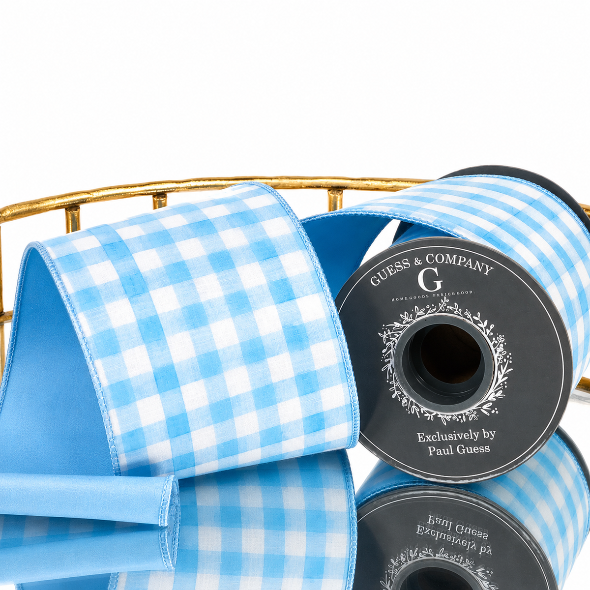 4"X5YD SKY BLUE WATER COLOR CHECK RIBBON WITH SKY BLUE DUPION BACK