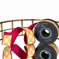 1.5"X5YD YELLOW CHECK SPRING WITH HOT PINK DUPION BACK