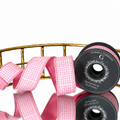 1.5"X5YD PINK CHECK RIBBON WITH PINK DUPION BACK