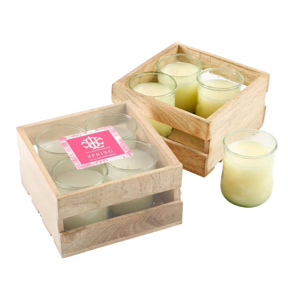 Spring Set Of 4 Votives In Crate - 3oz