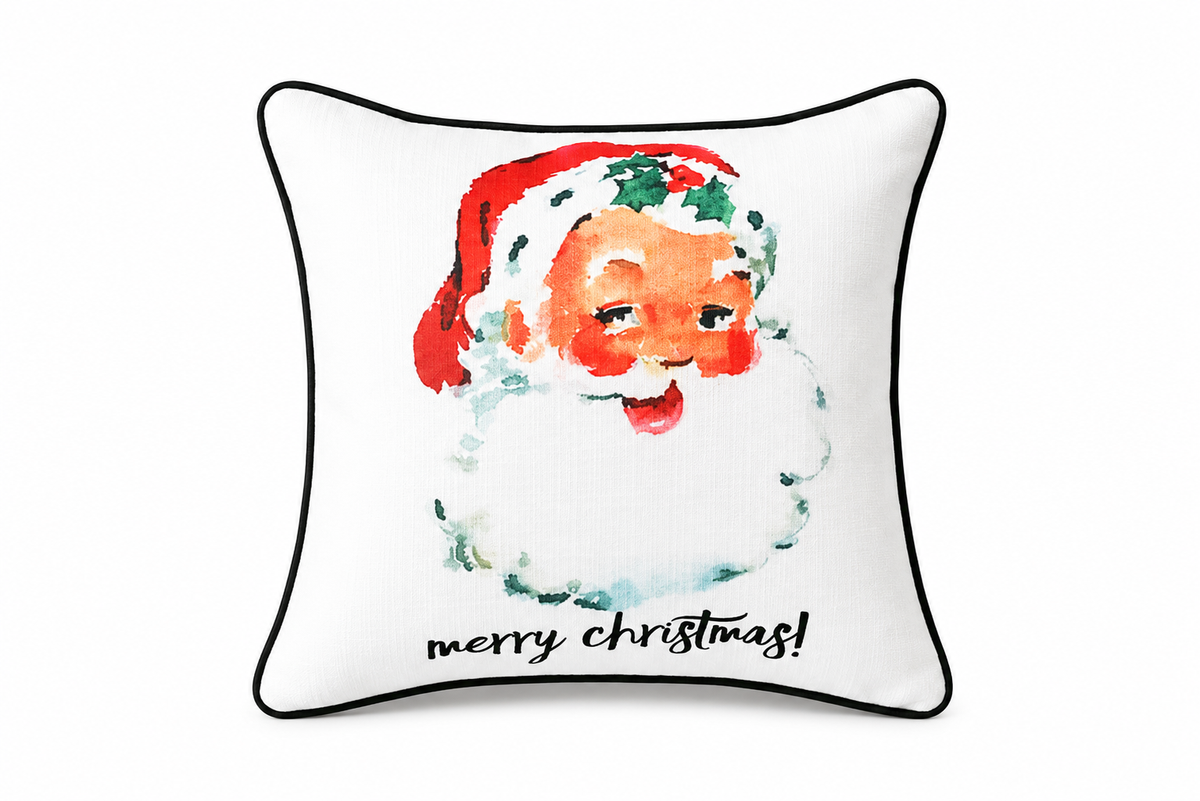 Vintage Santa Pillow with Piping