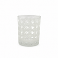 Etched Cane Pattern Votive Glass 3oz    2 5/8" x 2"