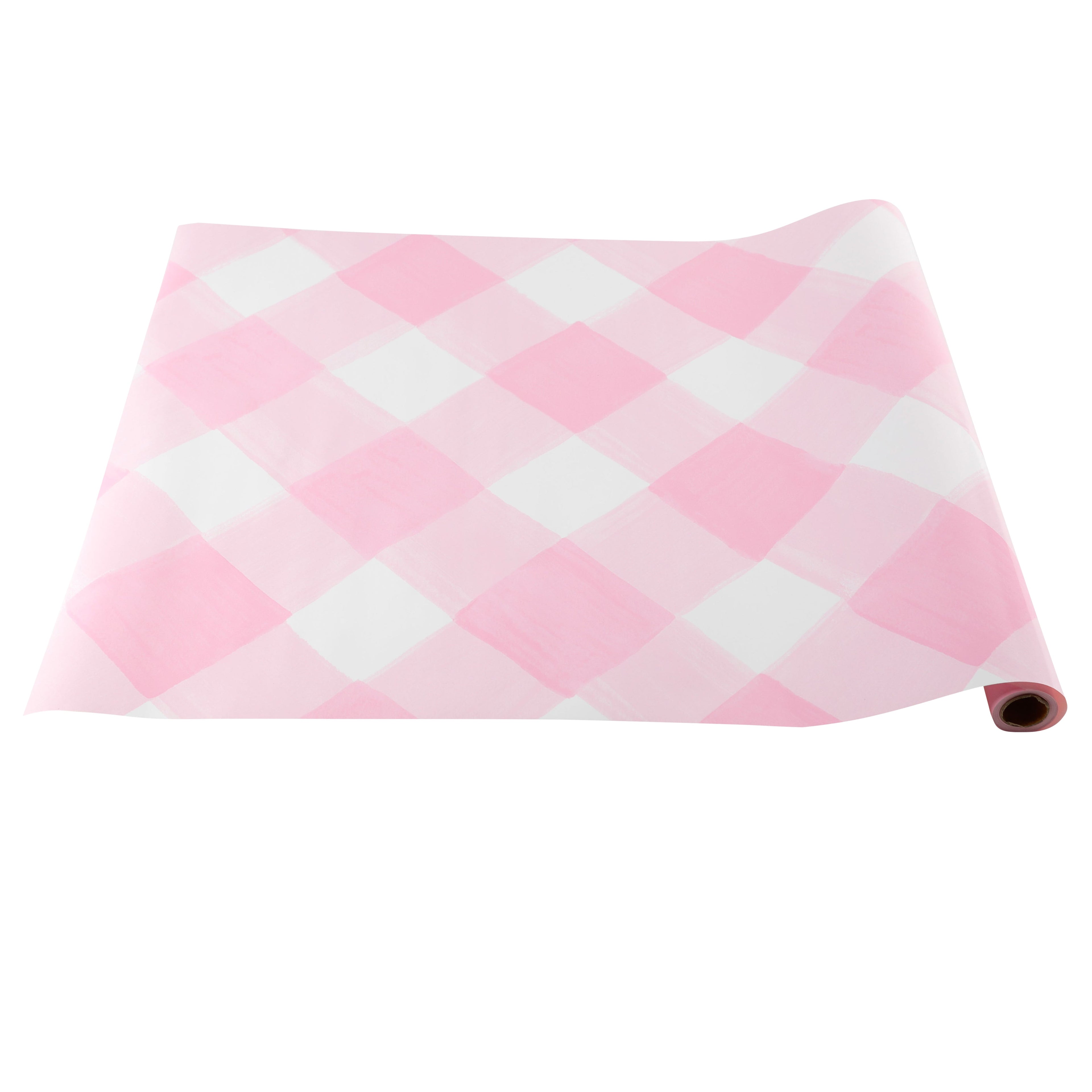 Pink Gingham Paper Table Runner