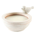 SMALL WHITEWASHED BIRD BATH BOWL     5" X 4"