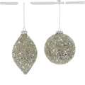 4IN Glass Jewel Ball Drop Ornament (DOUBLE POINT ONLY), Platinum