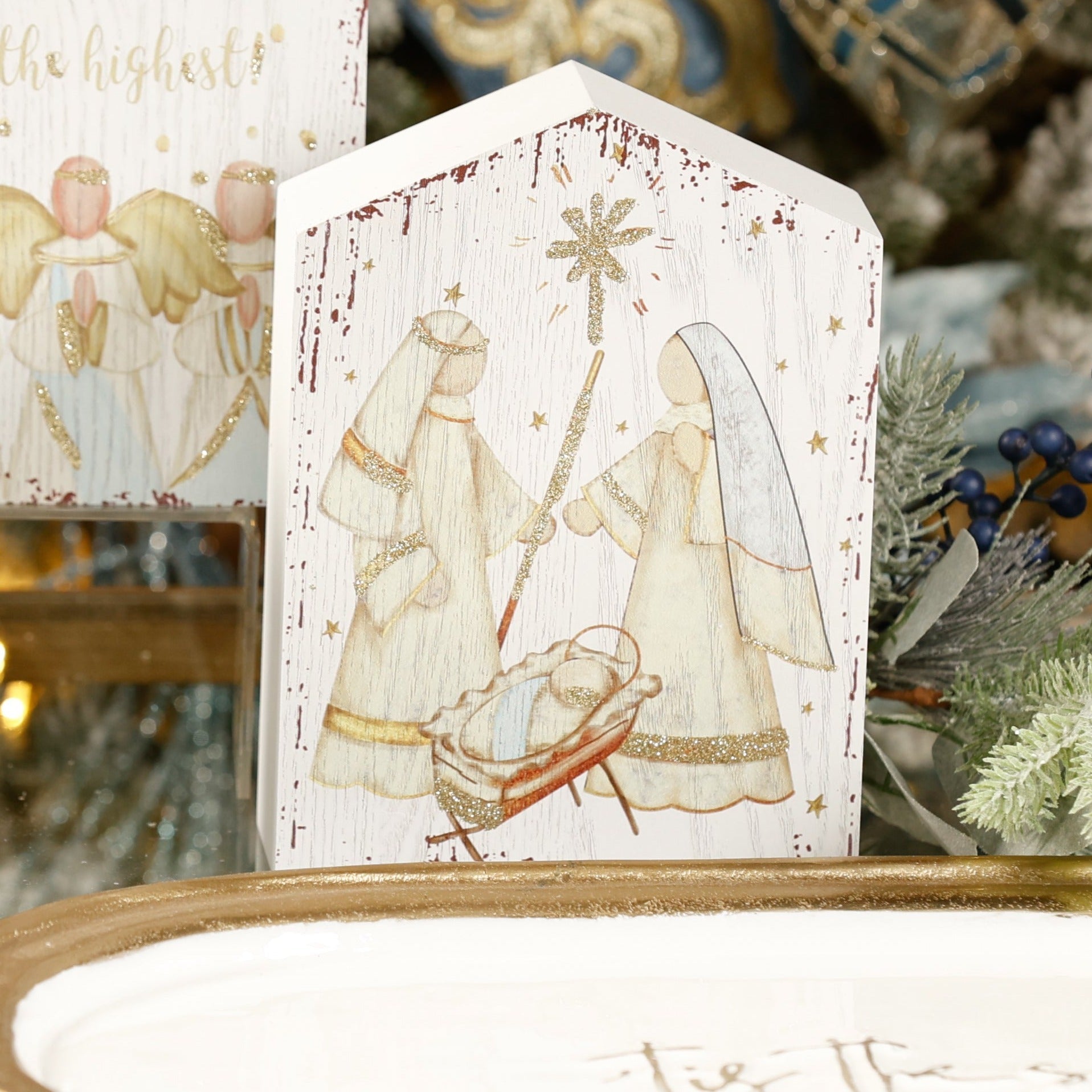 Mdf Table Pcs W/ Glitter Holy Family
