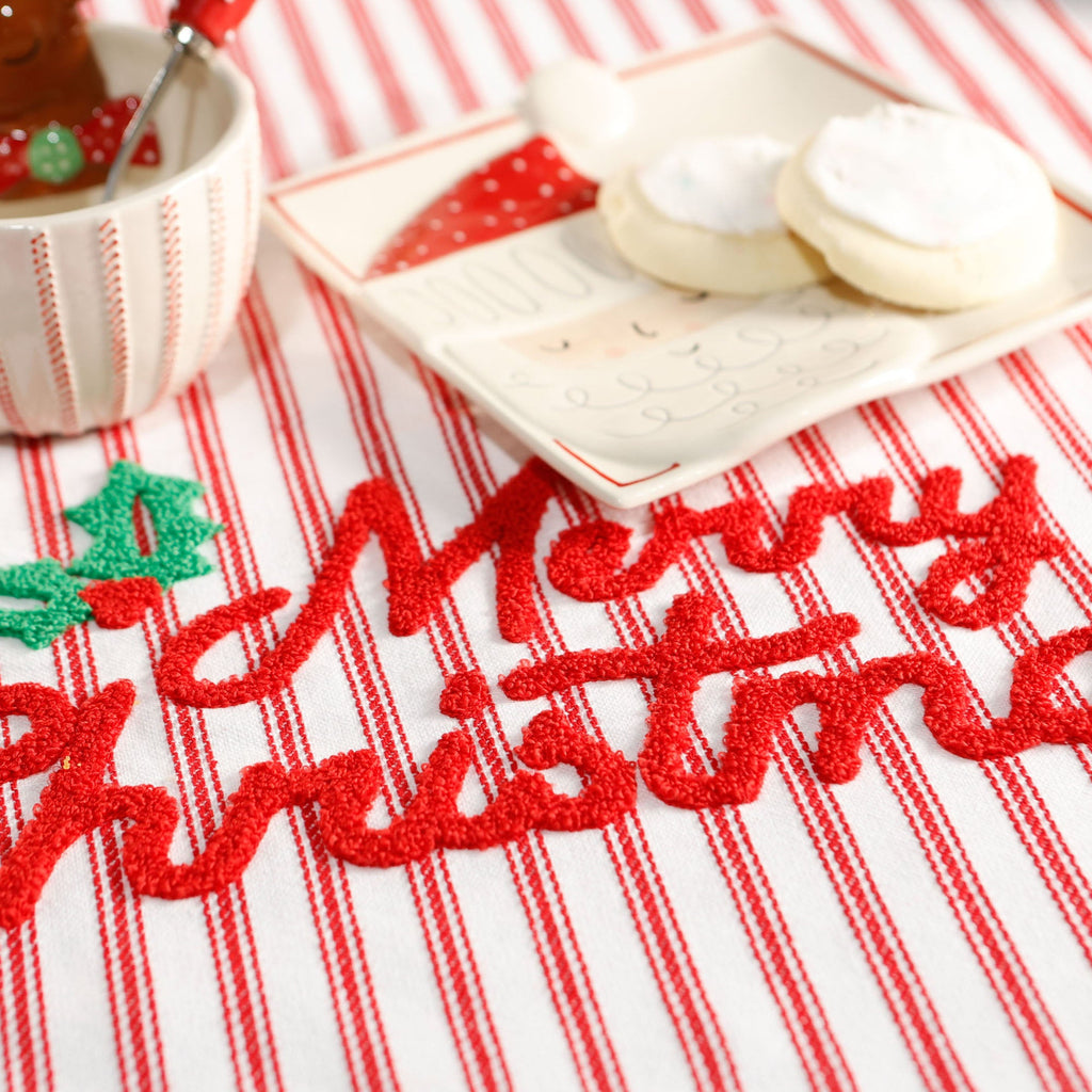 Merry Christmas Ticking Table Runner
