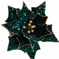 11.5" Diameter Emerald Sequined Poinsettia Stem