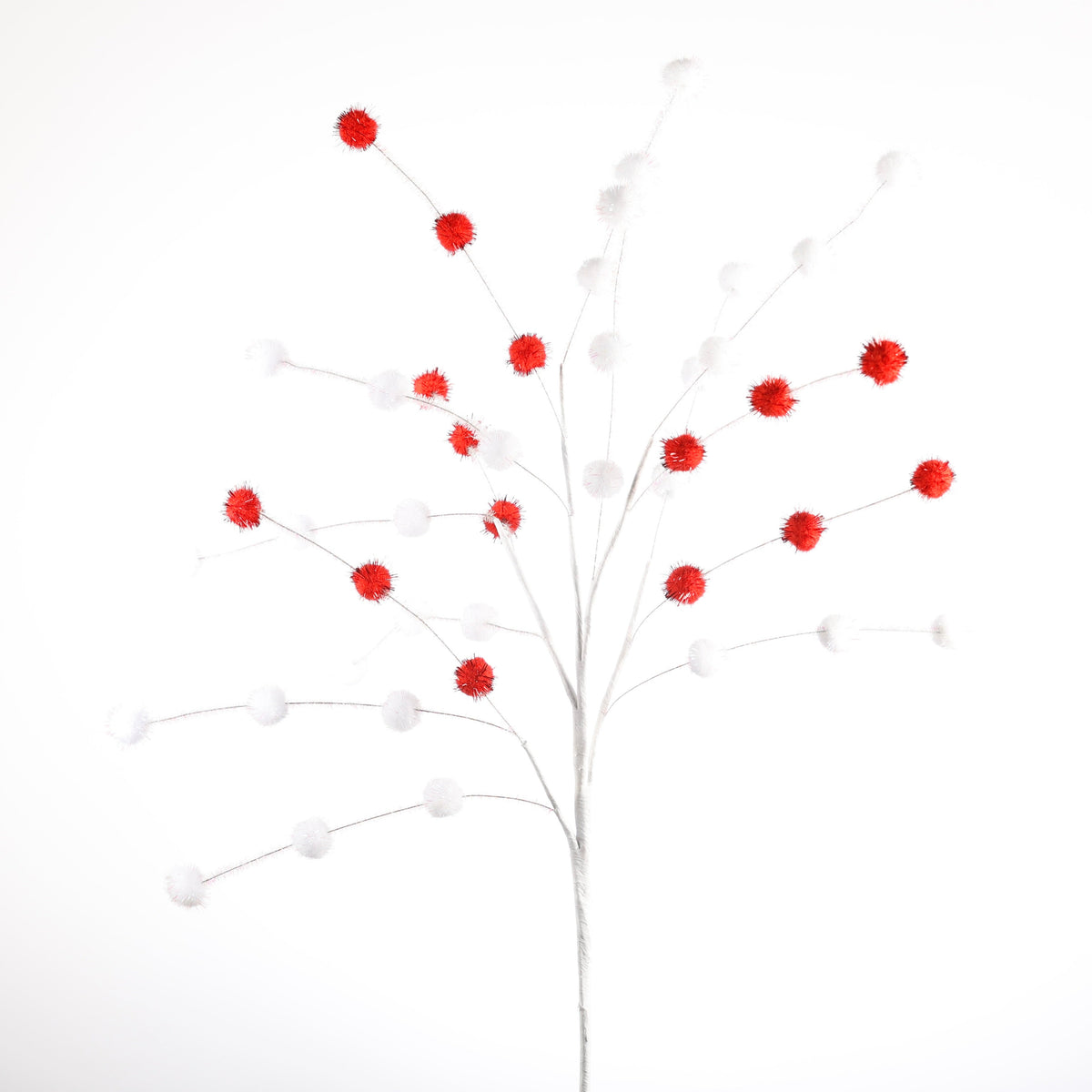 33" SILVER/RED/WHITE POMPOM STEM