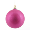 4.5" SANDING HOT PINK GLASS BALL ORN