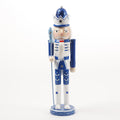 15" BLUE/WHITE WOODEN NUTCRACKER