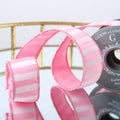 1.5" PINK STRIPE WITH SOLID PINK DUPION BACK RIBBON 5YD