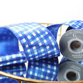 4" DIGITIAL PRINT BLUE PLAID ON SATIN RIBBON 5YD