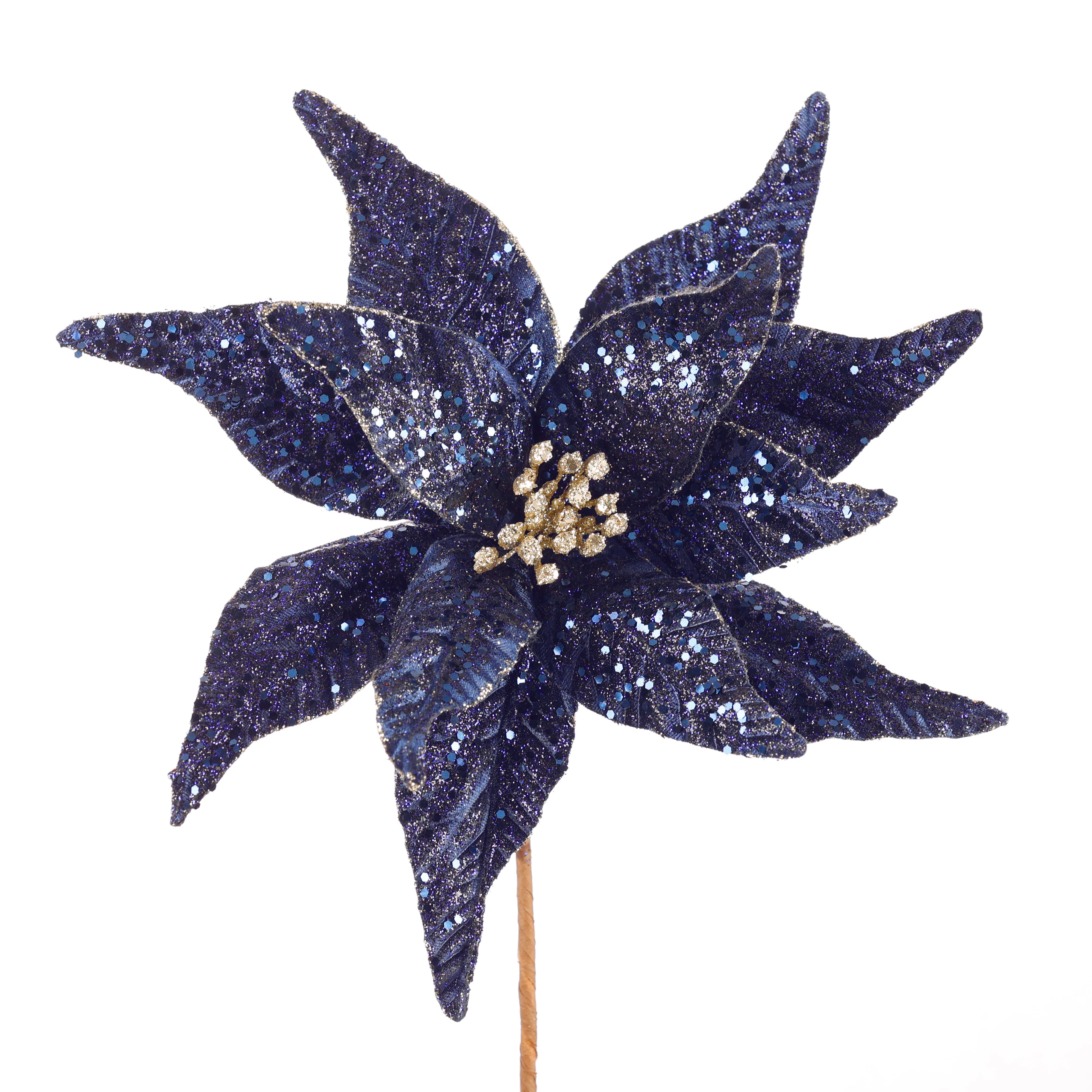 12.5" MIDNIGHT BLUE POINSETTIA