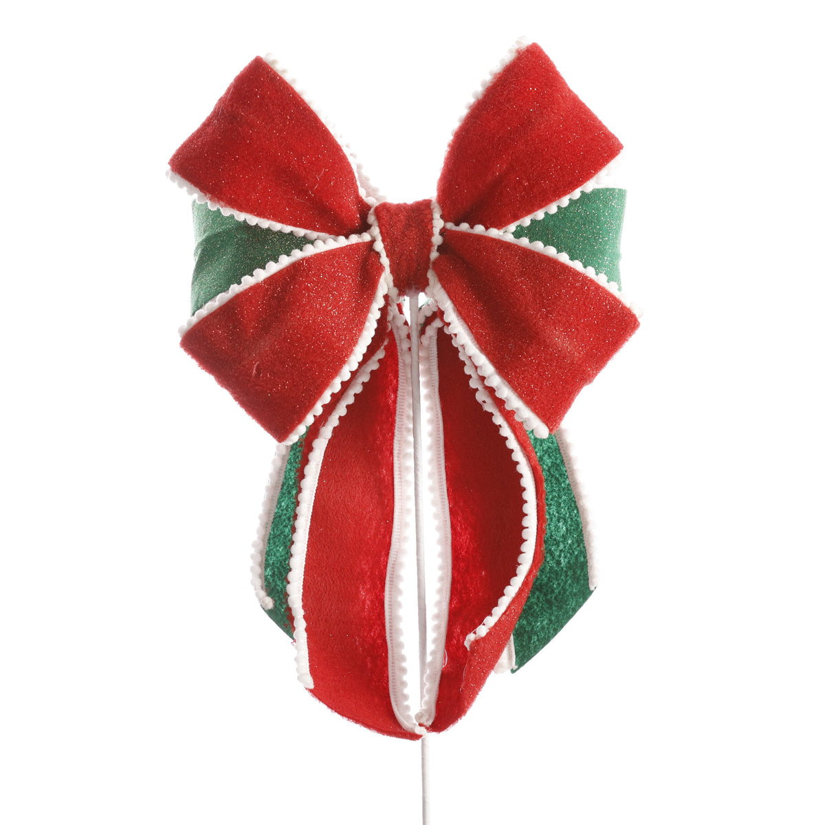 21.5"X11.5" CHRISTMAS BOW PICK-RED/GREEN