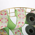 2.5" DIGITAL PRINT ON DUPION WITH LT GREEN DUPION BACK RIBBON