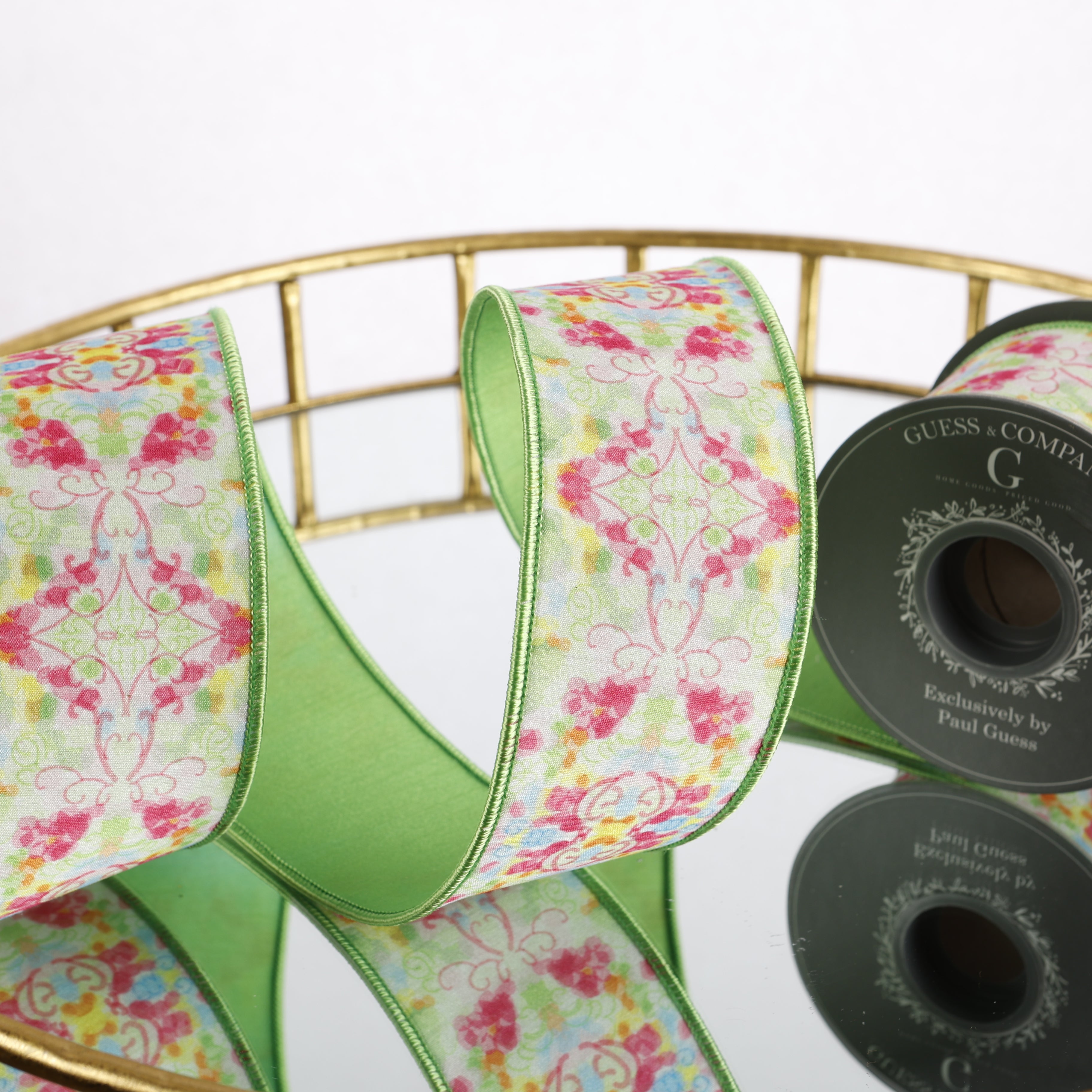 2.5" DIGITAL PRINT ON DUPION WITH LT GREEN DUPION BACK RIBBON