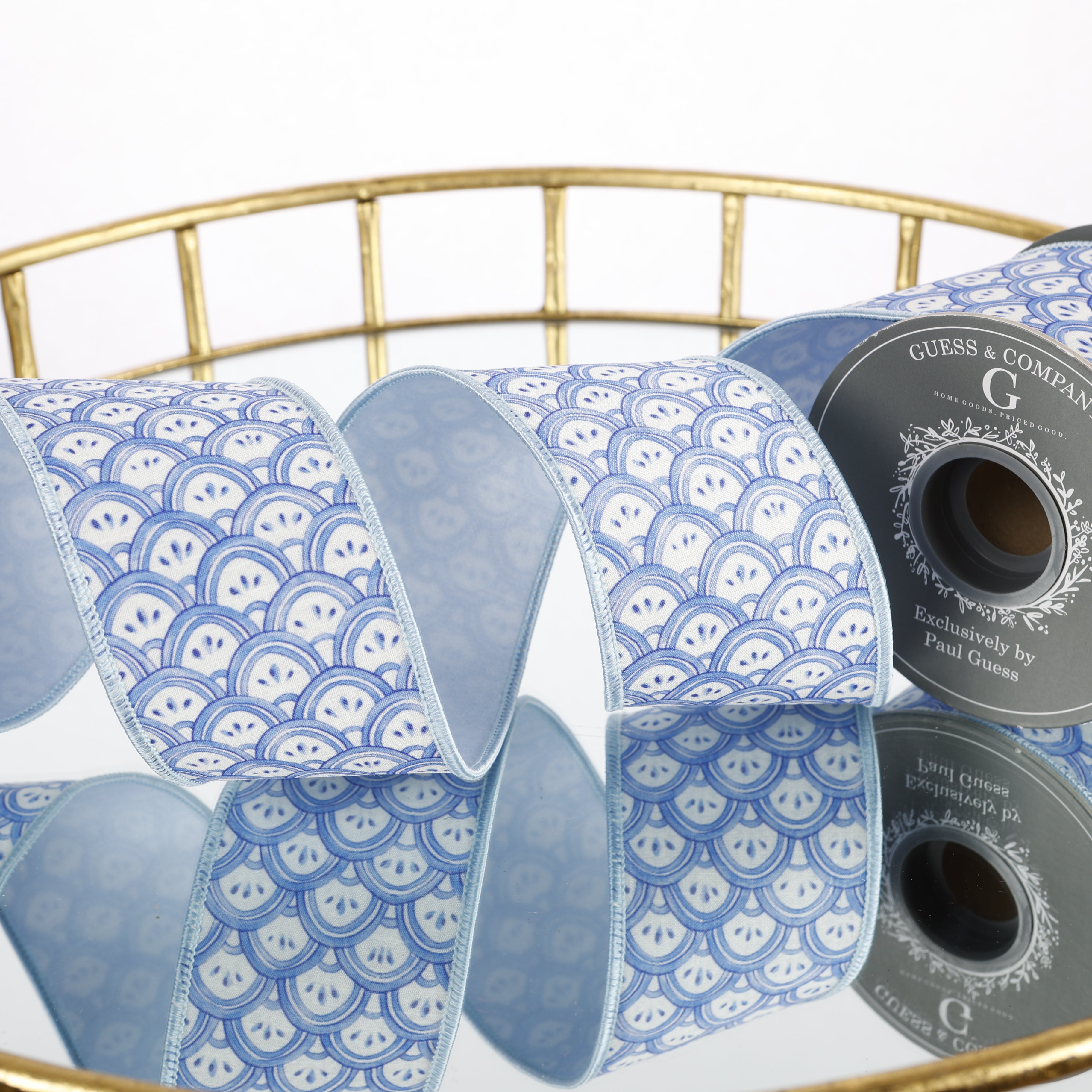 2.5" DIGITAL PRINT ON DUPION WITH LT BLUE DUPION BACK RIBBON