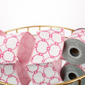 4"X 5 YD DIGITAL PRINT ON DUPION WITH LT PINK DUPION BACK RIBBON