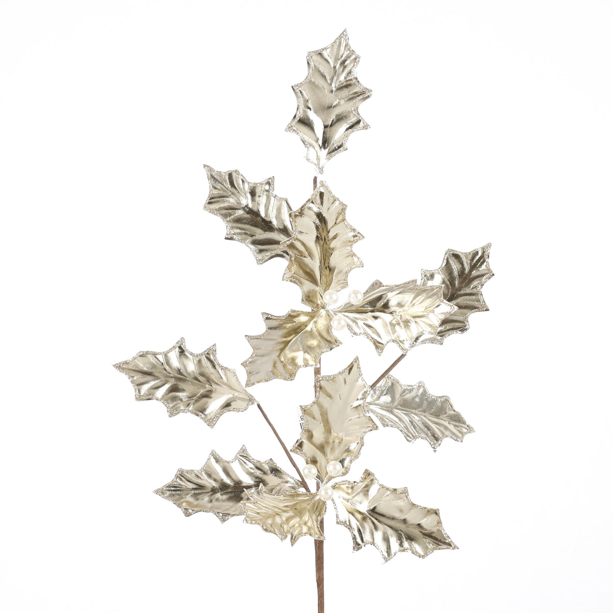 27.5" CHAMPAGNE HOLLY LEAF  SPRAY