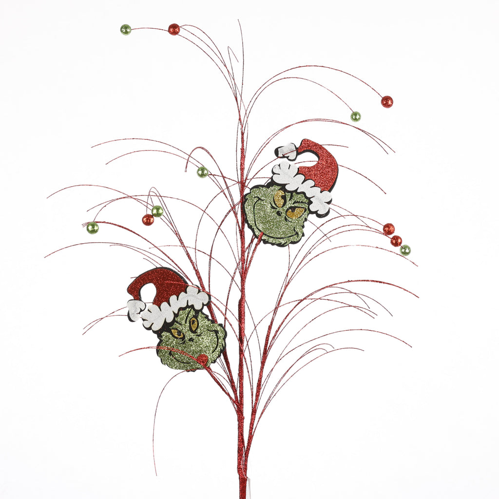 33" WHITE/GREEN/RED GRINCH FLORAL STEM