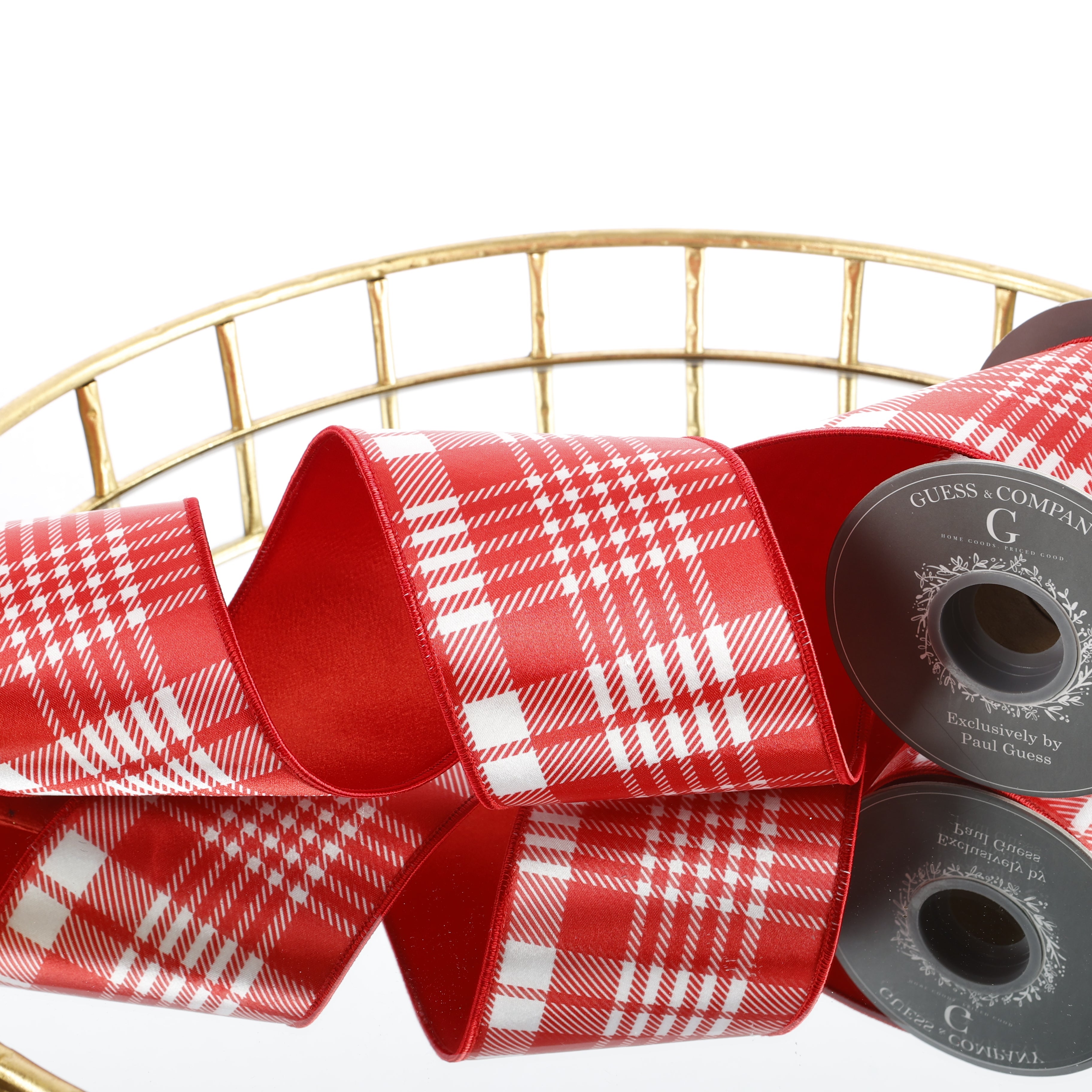 4" X 5 YD DIGITAL PRINT ON RED AND WHITE SATIN WITH RED SATIN BACK RIBBON