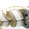 4" X 5 YD TRIM ON WHITE PLUSH VELVET WITH LT GOLD DUPION BACK RIBBON