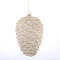3.5"x 5.5" GLASS PINECONE ORNAMENT IVORY