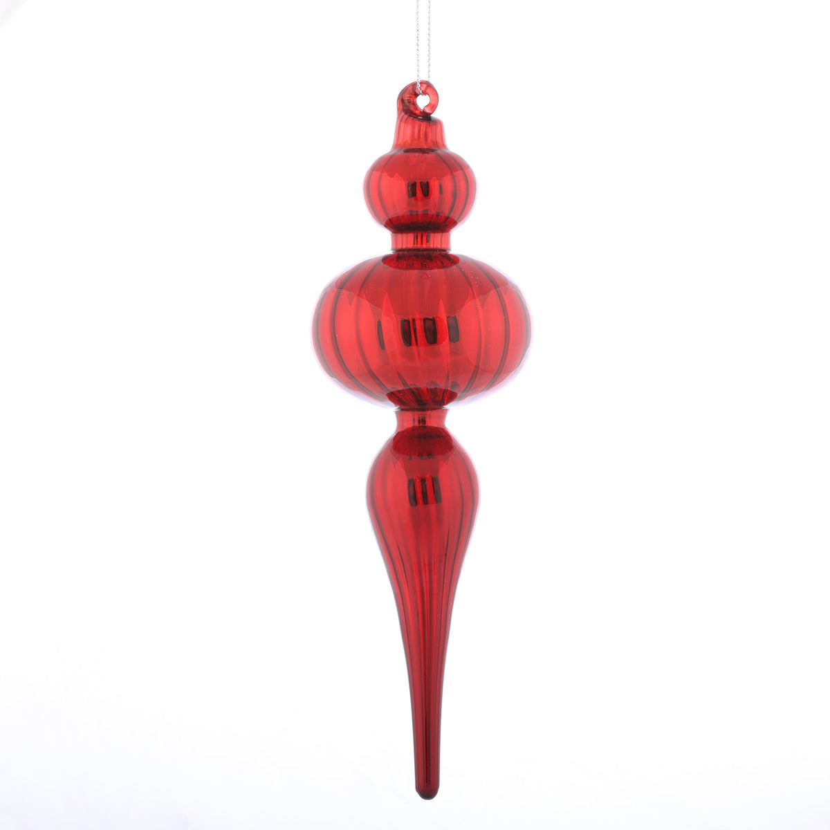 3" x 8" GLASS FINIAL ORN, RED