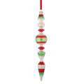9.5 x 2", 11 x 1.8", 11 x 1.8"  GLASS FINIAL RED/GRN/WHT ORNAMENT