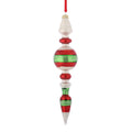 9.5 x 2", 11 x 1.8", 11 x 1.8"  GLASS FINIAL RED/GRN/WHT ORNAMENT