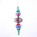 2.35" x 7" GLASS FINIAL ORNAMENT PINK CENTER
