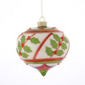 D 5"/12CM GLASS ONION HOLLY ORNAMENT