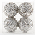 4" GLT SEQUIN BALL BX OF 4-CHAM SILV