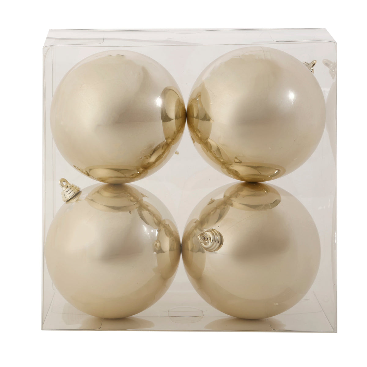 PLASTIC BALL ORN 100MM SEAMLESS-P CHAMPAGNE