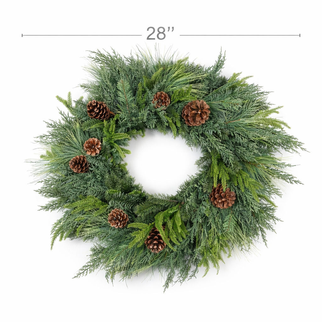 28" Gathered Greens Real Touch Wreath