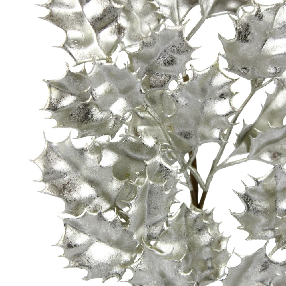27IN Metallic Holly Spray, Platinum
