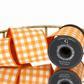 4"X5YD ORANGE WATER COLOR CHECK RIBBON WITH ORANGE DUPION BACK