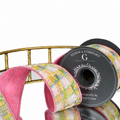 2.5"X5YD SPRING TWEED RIBBON WITH PINK DUPION BACK