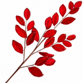 25.5" Red Velvet Leaf Spray with Beads