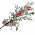 30" Sugared Berries and Greenery Stem-GREEN/RD