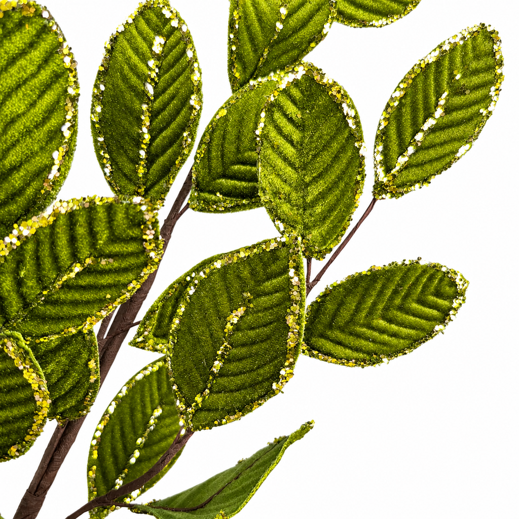 25.5" Green Velvet Leaf Spray