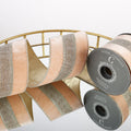 4" X 5 YD TRIM ON PEACH PLUSH VELVET WITH LIGHT GOLD METALLIC DUPION BACK