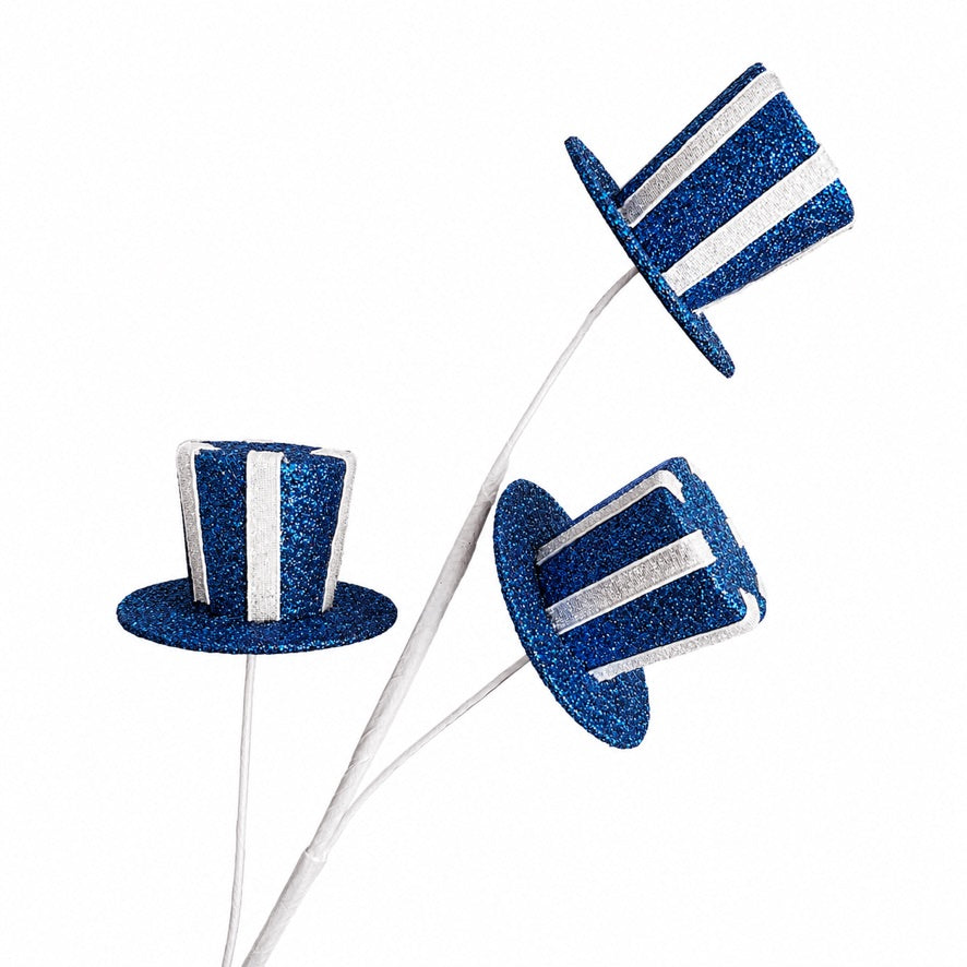 28" Blue/White stripe top hat stem