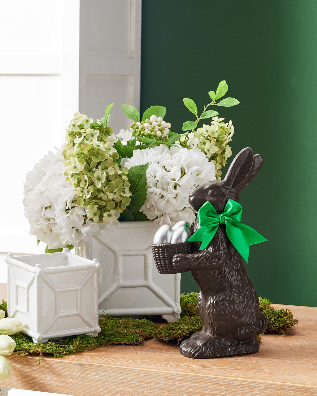 8.5" WHITE BAMBOO PLANTER