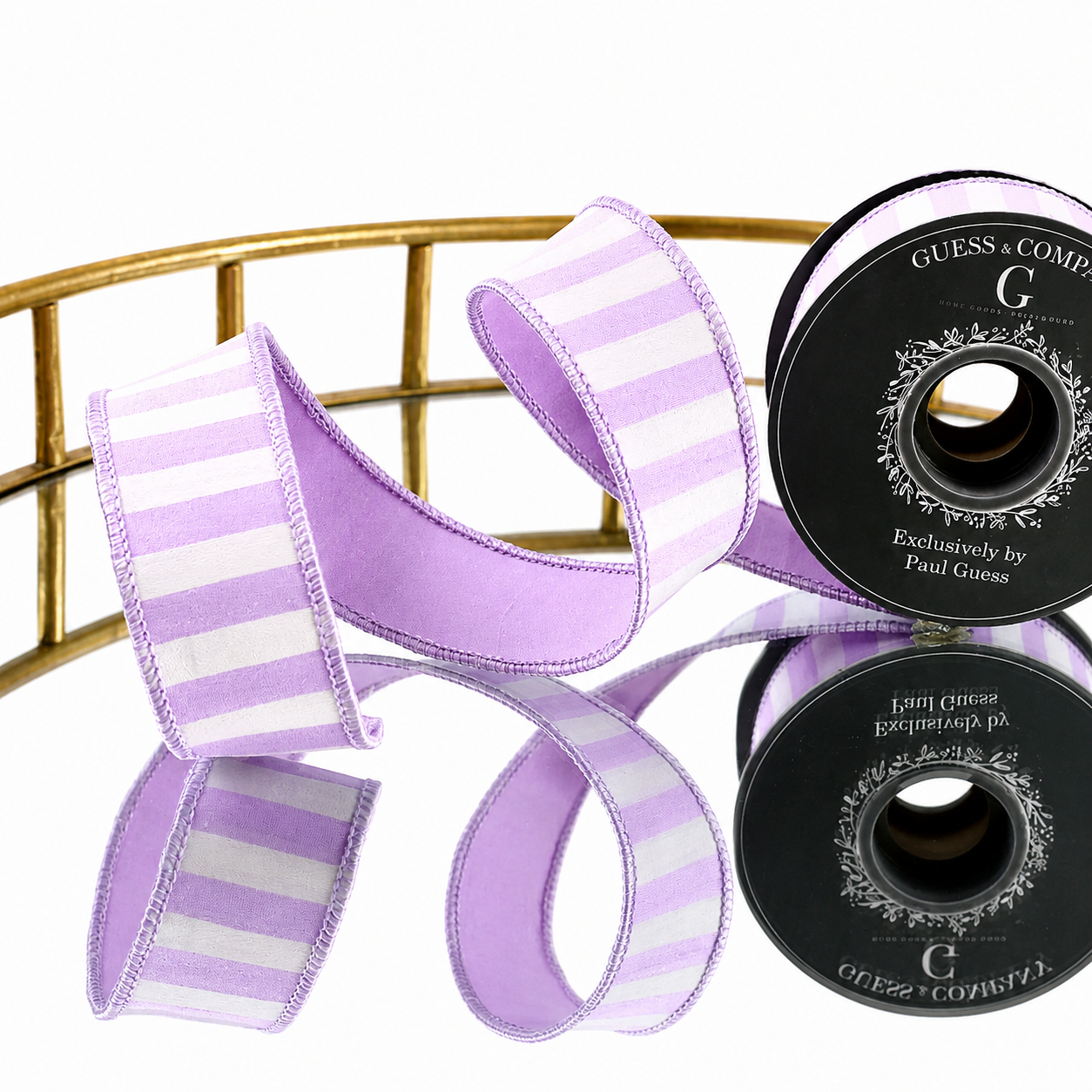 1.5" PURPLE STRIPE WITH SOLID PURPLE DUPION BACK RIBBON 5YD