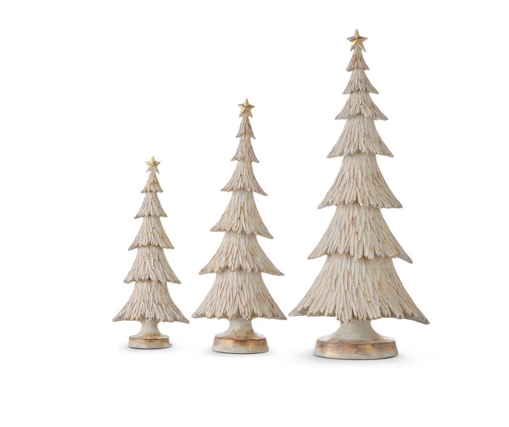 12" Whitewash Polyresin Tree-SMALL ONLY