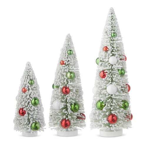 11.75" Bottle Brush Trees with Ornaments