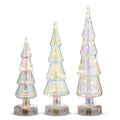 11" Lighted White Iridescent Glass Trees (SMALL)